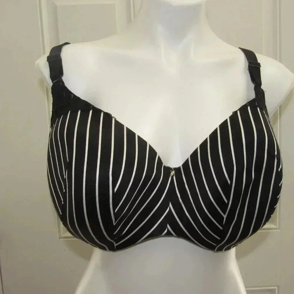 CACIQUE Black White Stripe Back Smoothing Balconette Size 40G - Picture 1 of 4